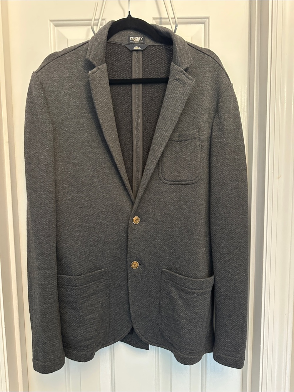 Faherty The Inlet Knit Blazer Men’s M Charcoal Gray Unstructured Jacket $228